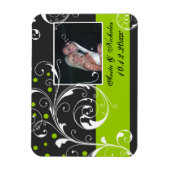Scrolwork zwart, groene bruiloft Save the Date Magneet (Verticaal)