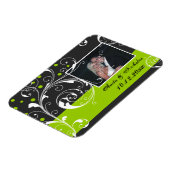 Scrolwork zwart, groene bruiloft Save the Date Magneet (Linkerzijde)