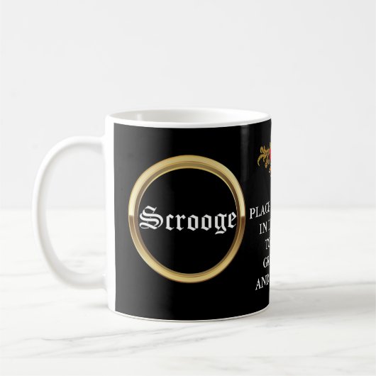 SCROOGE "Bah Humbug!" Gepersonaliseerd kerstcadeau Koffiemok (Links)