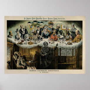 Scrooge Dreaming Queen Victoria Kerstmis Poster