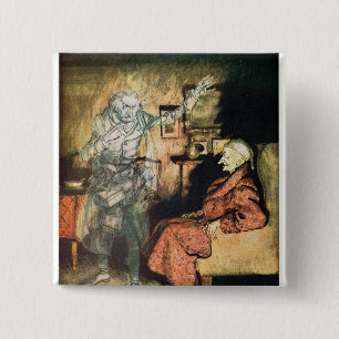 Scrooge en de Ghost van Marley Vierkante Button 5,1 Cm