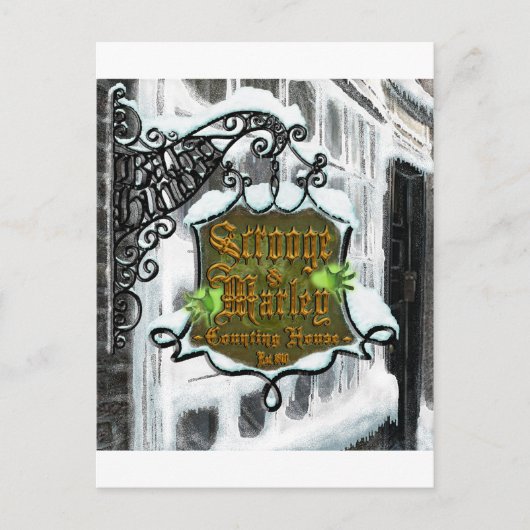 Scrooge&MarleySignScene Briefkaart (Voorkant)