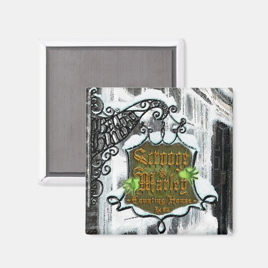Scrooge&MarleySignScene vierkante magneet (Voorkant / Achterkant)