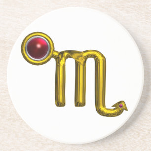 SCROPIO ZODIAC BIRTHDAY JEWEL Gold Red Grenade Zandsteen Onderzetter