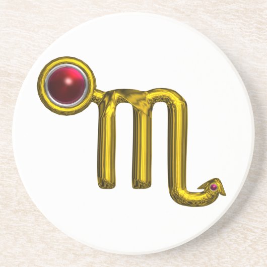SCROPIO ZODIAC BIRTHDAY JEWEL Gold Red Grenade Zandsteen Onderzetter (Voorkant)