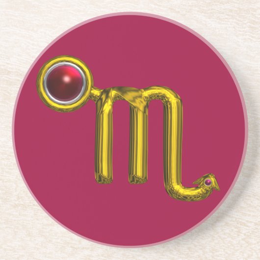 SCROPIO ZODIAC BIRTHDAY JEWEL Gold Red Grenade Zandsteen Onderzetter (Voorkant)
