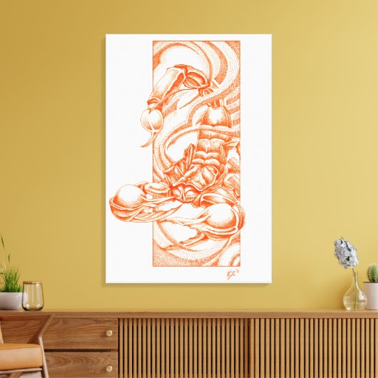 Scropion dotwork canvas afdruk (Insitu (Woonkamer))