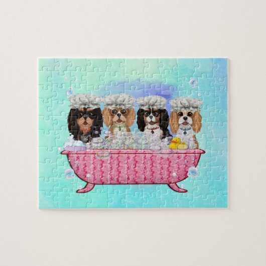 Scrub-a-Dub-Four Cavaliers in a Tub Puzzle Legpuzzel (Horizontaal)