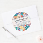Scrub / Bodyboter bladeren + Moderne bloemenlabels Ronde Sticker (Envelop)