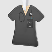 Scrub Top Ornament — Grijze bovenkant met lichte h (voorkant)