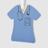 Scrub Top Ornament - Surgisch blauw met lichte hui (voorkant)