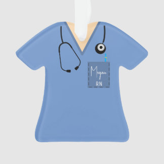Scrub Top Ornament - Surgisch blauw met lichte hui
