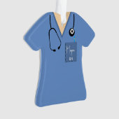 Scrub Top Ornament - Surgisch blauw met lichte hui (voorkant)