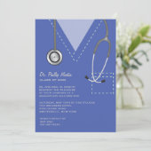 Scrubs Blue Medical Afstuderen Invitation Kaart (Staand voorkant)