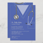 Scrubs Blue Medical Afstuderen Invitation Kaart (Voorkant / Achterkant)