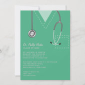 Scrubs Green Medical Afstuderen Invitation Kaart (Voorkant)