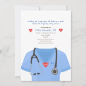 Scrubs, Stethoscoop en Heart Nursing Invitation Kaart (Voorkant)