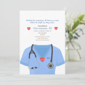Scrubs, Stethoscoop en Heart Nursing Invitation Kaart (Staand voorkant)