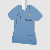 Scrubs Uniform Nurse Blue KerstShirt Orn Ornament (voorkant)