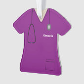 Scrubs Uniform Nurse Paarse Shirt Kerstmis Orn Ornament (voorkant)