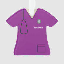 Scrubs Uniform Nurse Paarse Shirt Kerstmis Orn
