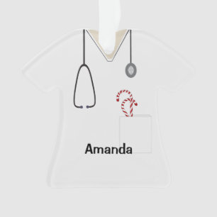 Scrubs Uniform Nurse White Snoep Shirt Ornament
