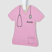 Scrubs Uniform Zurse Roze Shirt Kerstmis Ornament (voorkant)