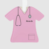Scrubs Uniform Zurse Roze Shirt Kerstmis Ornament (voorkant)