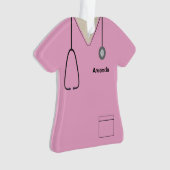 Scrubs Uniform Zurse Roze Shirt Kerstmis Ornament (voorkant)