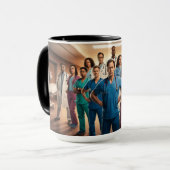 Scrubs voor superhelden mok (Voorkant links)