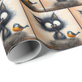 Scruffy breedogige kat met een worm voor een vogel cadeaupapier (Rol Hoek)
