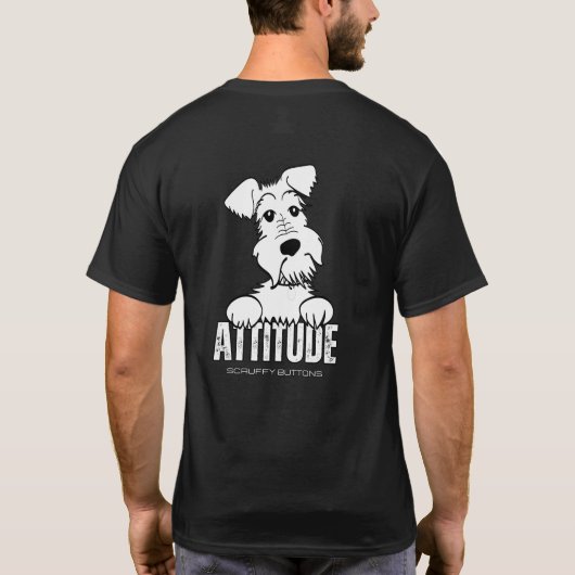 Scruffy Buttonnen ATTITUDE T-shirt (Achterkant)