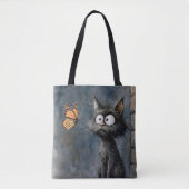 Scruffy Cat Staring at a Butterfly Tote Bag (Voorkant)