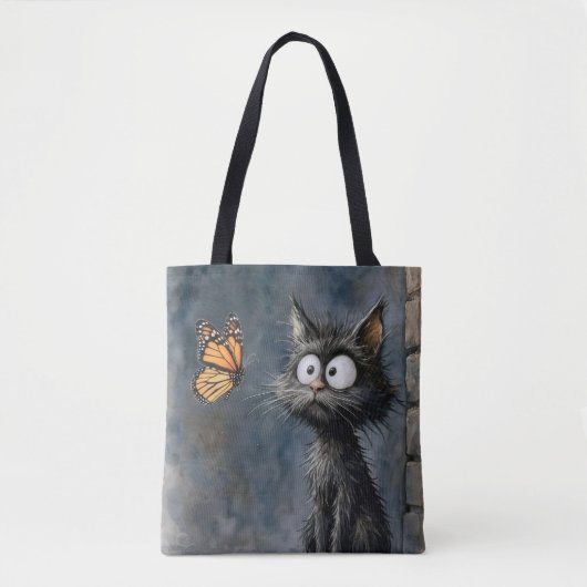 Scruffy Cat Staring at a Butterfly Tote Bag (Voorkant)