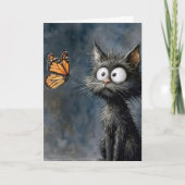 Scruffy Cat Thinking of you Kaart (Voorkant)