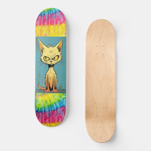 Scruffy Kat kunst grappig Skateboard Deck (Voorkant)
