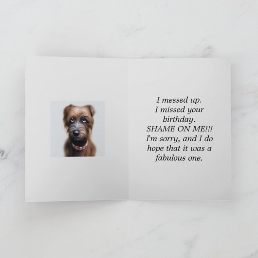 SCRUFFY LATE VERJAARDAG KAART (Binnen)