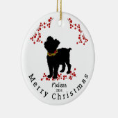 Scruffy Mutt Berry Merry Christmas-Ornament Keramisch Ornament (Rechts)