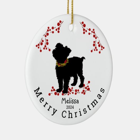 Scruffy Mutt Berry Merry Christmas-Ornament Keramisch Ornament (Rechts)