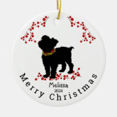 Scruffy Mutt Berry Merry Christmas-Ornament Keramisch Ornament (Voorkant)