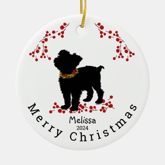 Scruffy Mutt Berry Merry Christmas-Ornament Keramisch Ornament (Voorkant)