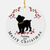 Scruffy Mutt Berry Merry Christmas-Ornament Keramisch Ornament (Achterkant)