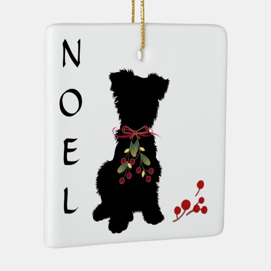 Scruffy Mutt NOEL kerstversiering Keramisch Ornament (Rechts)