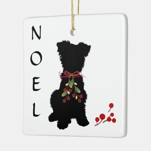 Scruffy Mutt NOEL kerstversiering Keramisch Ornament (Links)