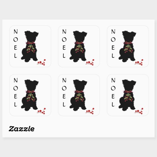 Scruffy Mutt NOEL Vierkante Sticker (Vel)
