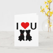 Scruffy Mutts "I Love U" Gevouwen Valentijns Kaart (Gele Bloem)