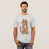 Scruffy Orange Cat Whimsical Quirky T-shirt (Voorkant volledig)