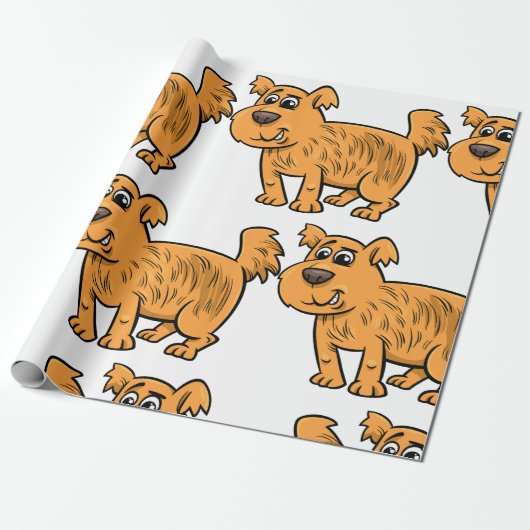 Scruffy Orange Puppy Dog Cadeaupapier (Uitgerold)