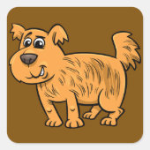 Scruffy Orange Puppy Dog Vierkante Sticker (Voorkant)