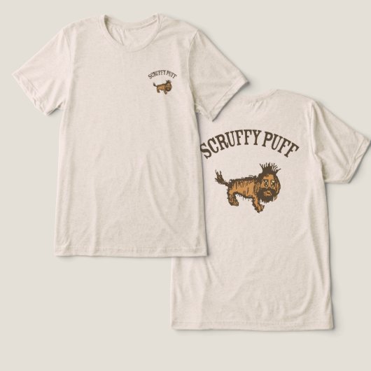 Scruffy Puff hond Tri-Blend Shirt (Ontwerp Voorkant & Achterkant)